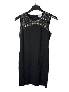 Carmen Carmen Marc Valvo Bodycon Dress Size M Above Knee Black Goldtone Studs